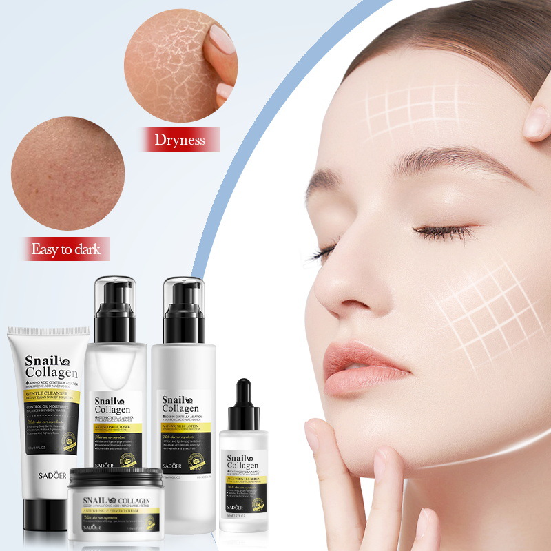 Facial Skin Care Products Wholesale Sensitive Skin Repair Face Serum Face Cream Lotion Snail Collagen Skin Care Set