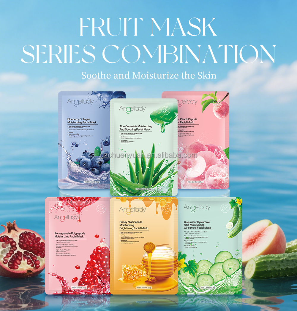 OEM Custom Honey/Cucumber/Aloes Firming Fruit Facial Mask Natural Plant Fruit Tender Skin Face Mask For Moisturizing Lightening