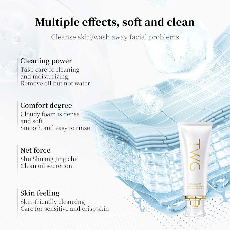 TWG OEM/ODM Skin Care Products Deep Pore Clean Face Wash Factory Moisturizing Amino Acid Face Cleanser