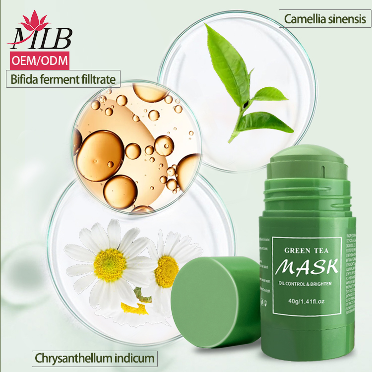 Skincare Beauty Products Private Label Skin Repair and Acne Remove Organic Green Tea Mud Clay Mask Stick for Women