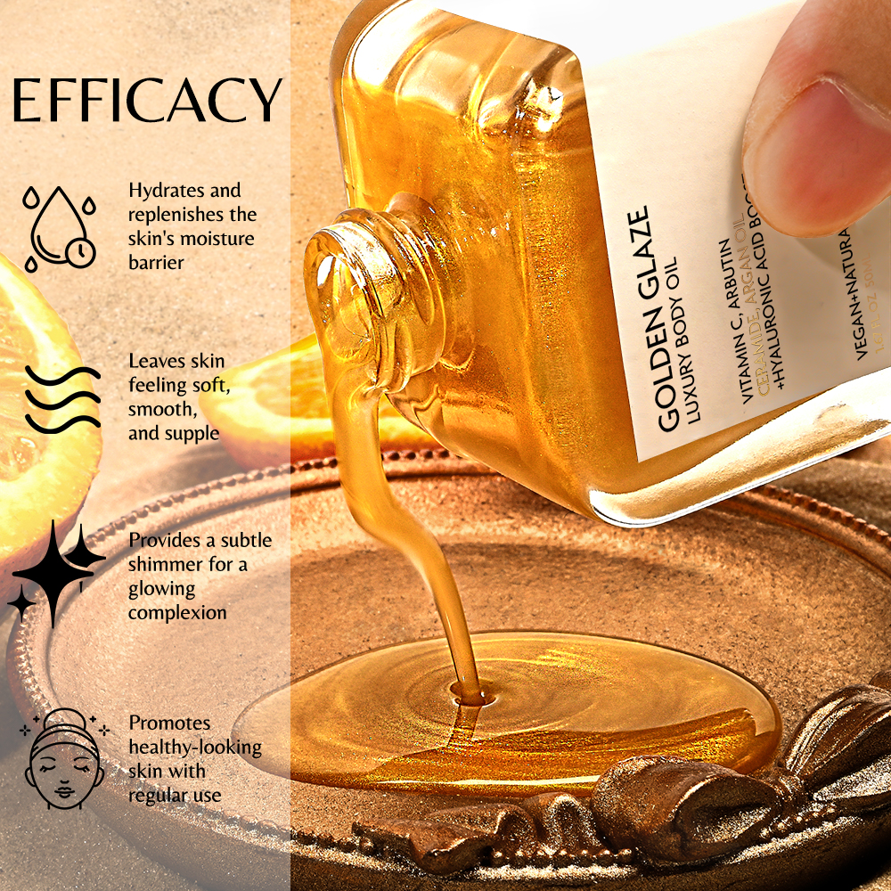 Custom Private Label Luxury Shimmer Glow Oil Skin Body Glitter Oil Moisturizing Brightening Body Oil
