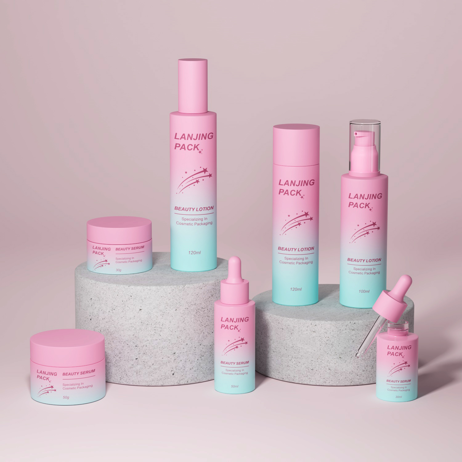30g 50g 30ml 50ml 100ml 120ml Luxury Custom Lotion Container Skincare Toner Bottle Cosmetic Packaging