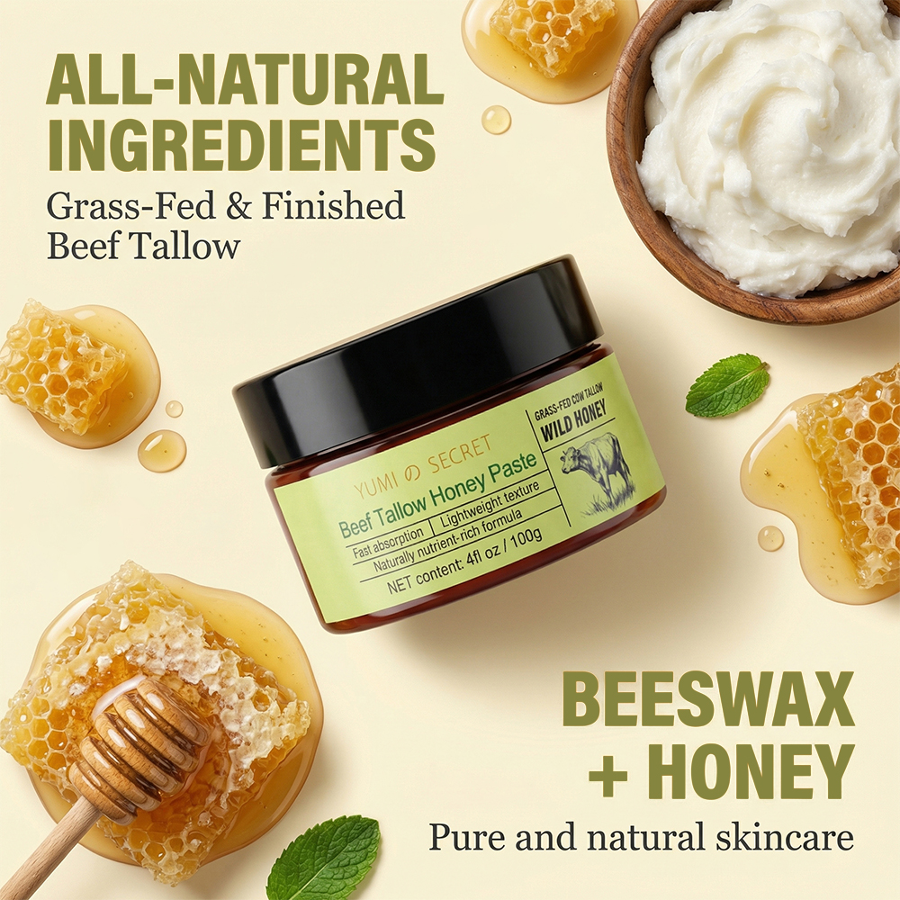 Natural Honey Beef Tallow Balm Moisturizes and Soothes Sensitive Skin Non Greasy Fast Absorbing Gentle Daily Skin Care Product