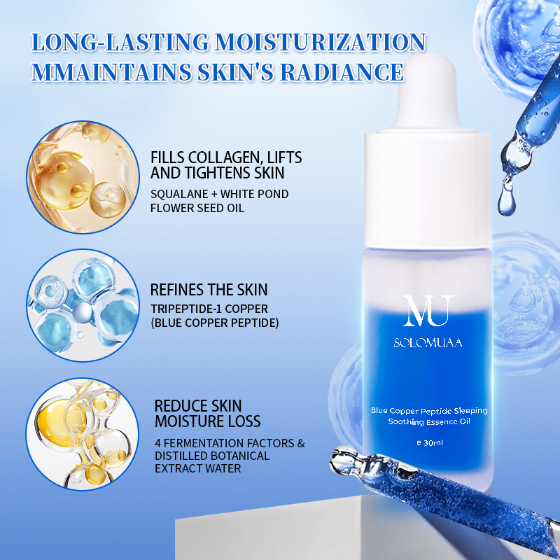 Blue Copper Peptide Sleeping Oil OEM Manufacturer I Private Label Moisturizing Firming Anti-Wrinkle - Custom Design &amp; Formula