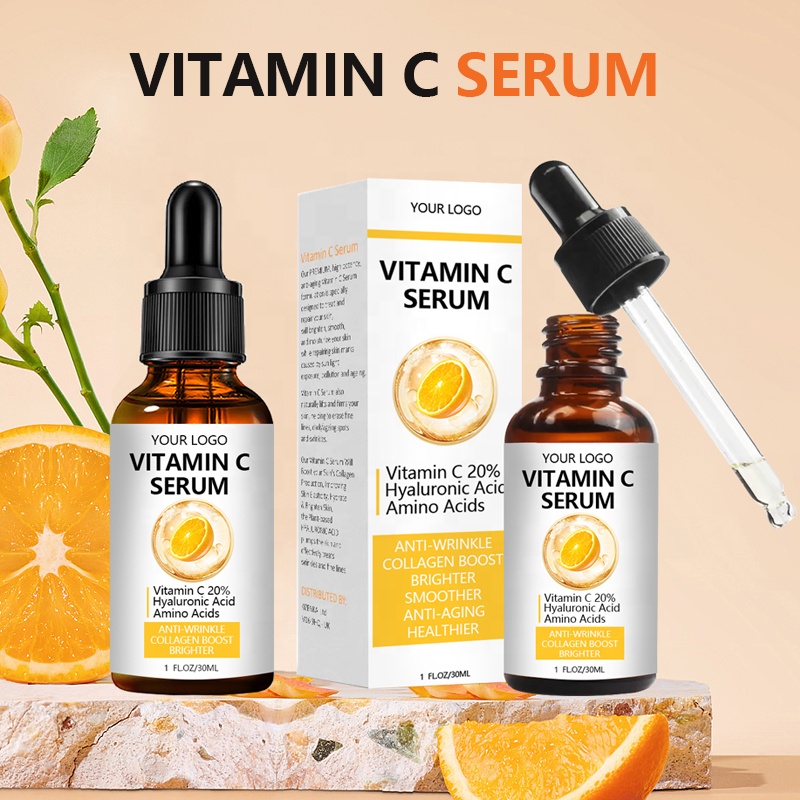 Private Label Skin Care Serum 20% Hyaluronic Acid Glycerin Vitamin E OEM Herbal Anti-Aging Whitening Brightening Wrinkle Face