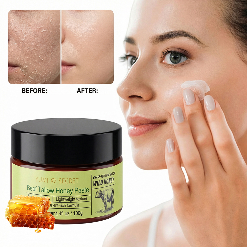 Natural Honey Beef Tallow Balm Moisturizes and Soothes Sensitive Skin Non Greasy Fast Absorbing Gentle Daily Skin Care Product