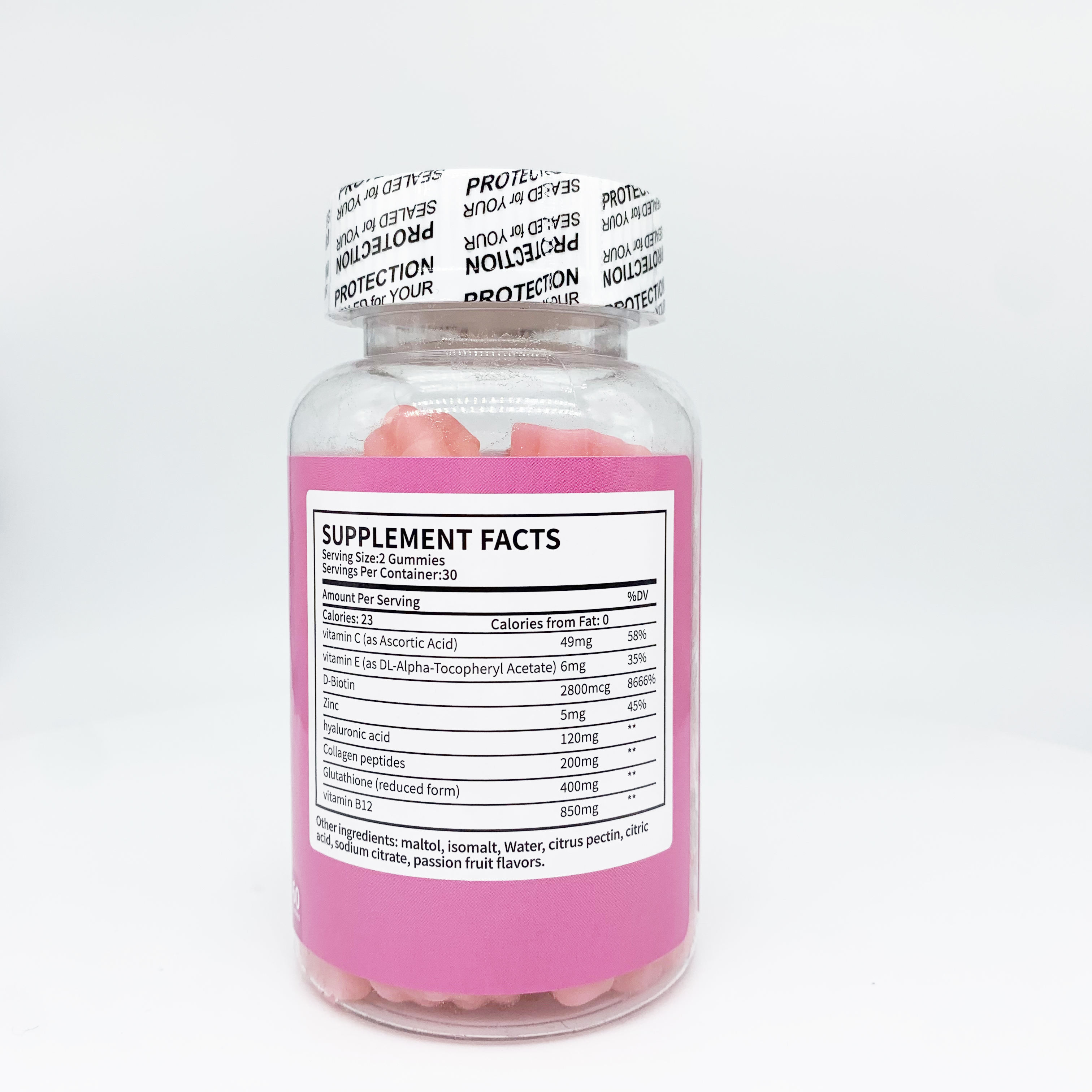 OEM/ODM Adult Healthy Skin Whitening L-glutathine Vitamin B12 Zinc Gummies Collagen Light Skin Tone Food Supplement 24-Month
