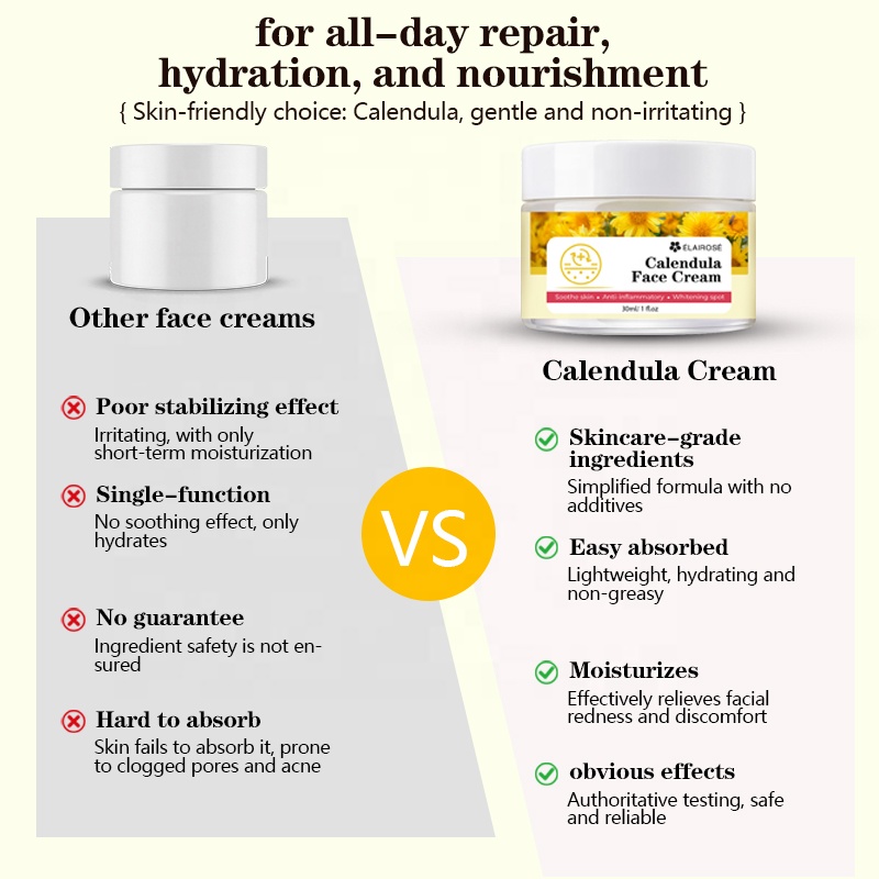 Wholesale Soothing Calendula Face Cream for Dry Sensitive Skin Moisturizing Cream Repair Skin Barrier Korean Skin Care Products