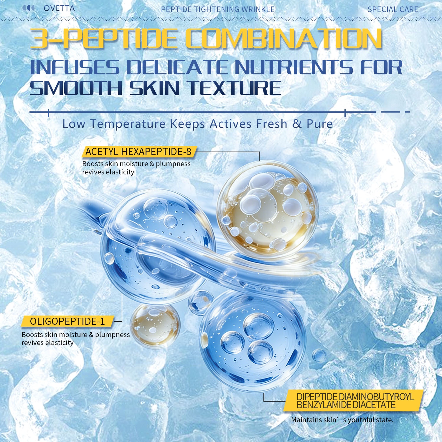 Private Label Skin Firming Deeply Nourishing 3ml Essence Anti-aging Ampoule Lyophilized Peptide Powder for Home Use