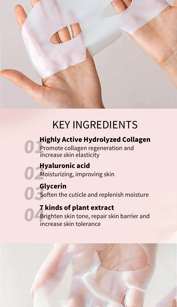 Organic Bio-Collagen Face Hydrogel Sheet Mask Real Deep Hydrating Overnight Pore Minimizing Infused Vitamin C Niacinamide