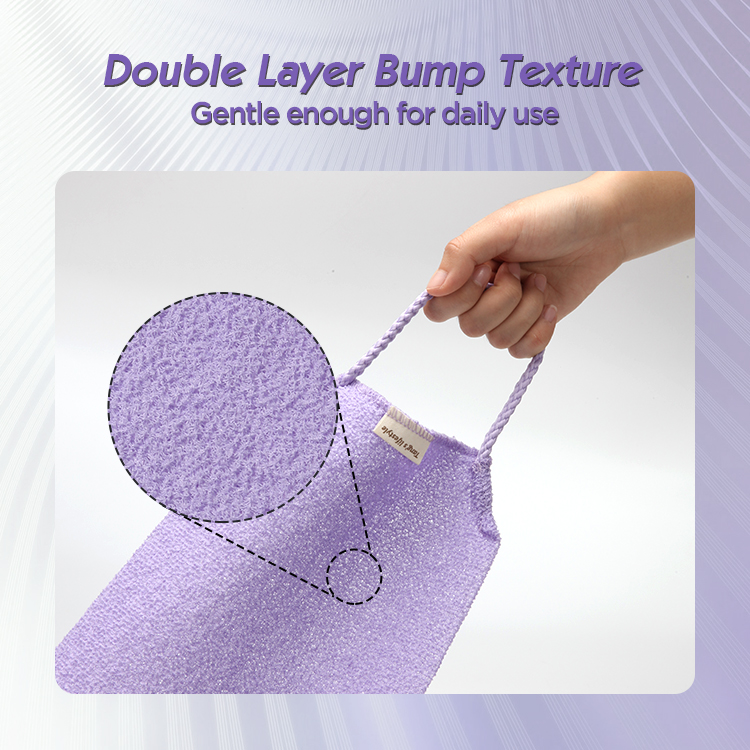 Eco-Friendly Nylon Body Scrubber Extra Long Back Scrubber Washcloth for Shower Deep Pore Cleansing