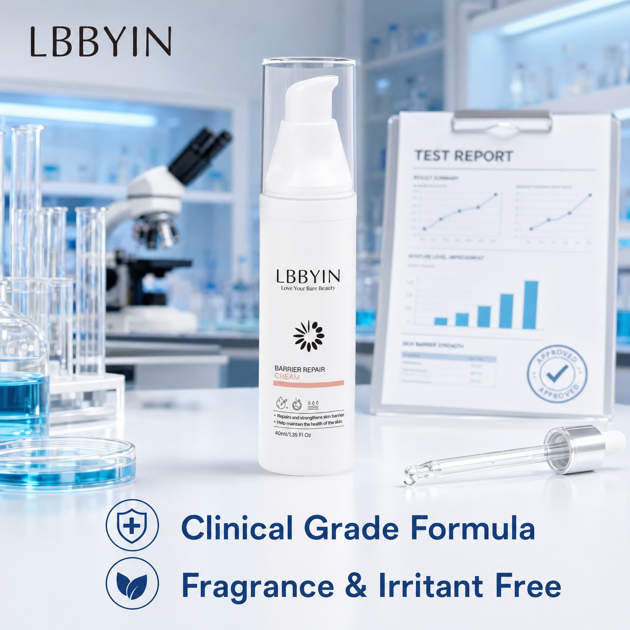 LBBYIN 24H Hydrating Barrier Repair Cream Soft Rich Texture Ceramide Moisturizer Non-Greasy Finish Skin Care for Sensitive Skin