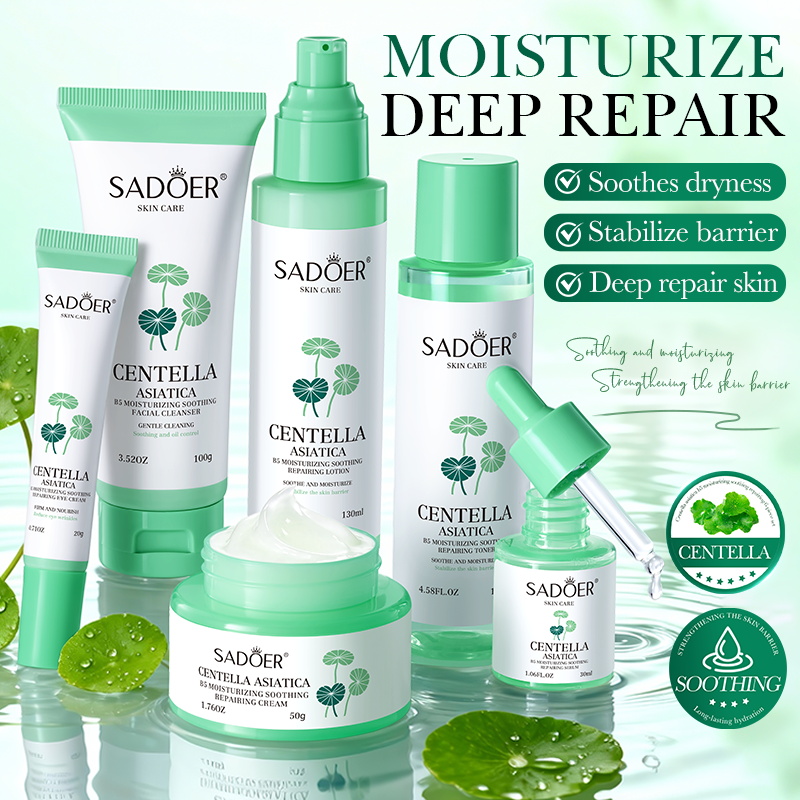 OEM Private Label SADOER Korean Centella Skin Care Set Beauty Products Moisturizing &amp; Soothing Face Care Kit for Sensitive Skin