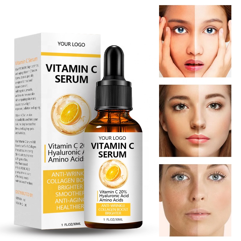 Private Label Skin Care Serum 20% Hyaluronic Acid Glycerin Vitamin E OEM Herbal Anti-Aging Whitening Brightening Wrinkle Face