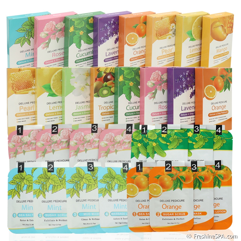 Professional Natural Skincare Products Sugar Scrub Sea Salt Bath Exfoliator Foot Moisturizer Mask Deluxe Pedicure Kit Foot Spa