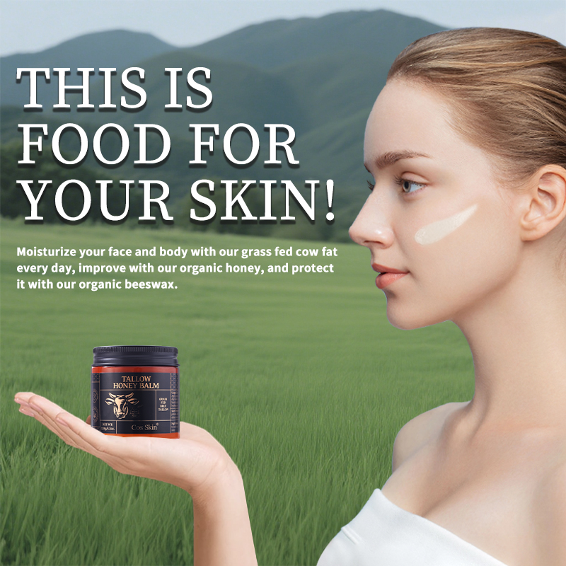 Private Label Skin Care Natural Moisturizer Organic Grass-Fed Whipped Beef Tallow and Honey Balm with Raw Honey for Skin