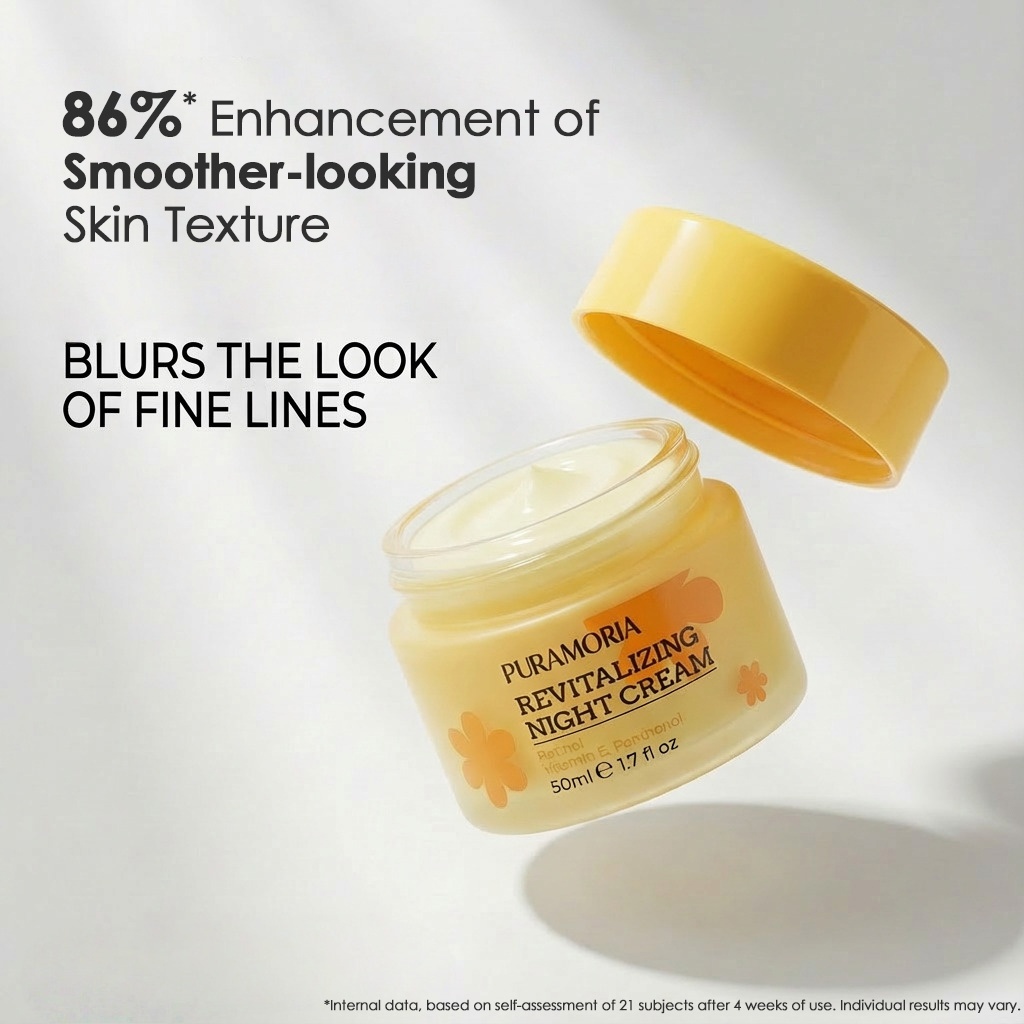 Wholesale Skincare PURAMORIA Anti-Aging Retinol Cream Face Night Cream for Reduce Fine Lines 50ml