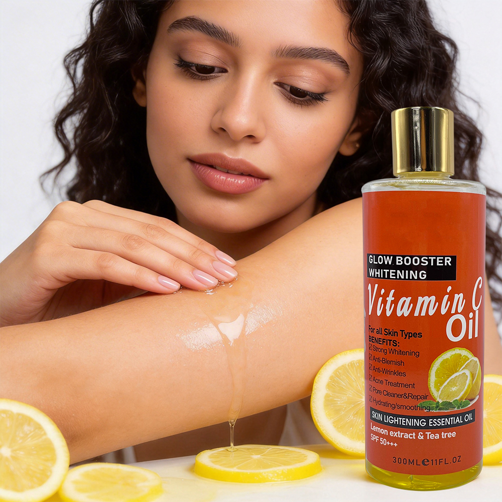 Vitamin C Whitening Oil Lemon Extract &amp; Tea Tree Anti-Wrinkles Acne Treatment Dry Skin Oil for Face &amp; Body Wholesale