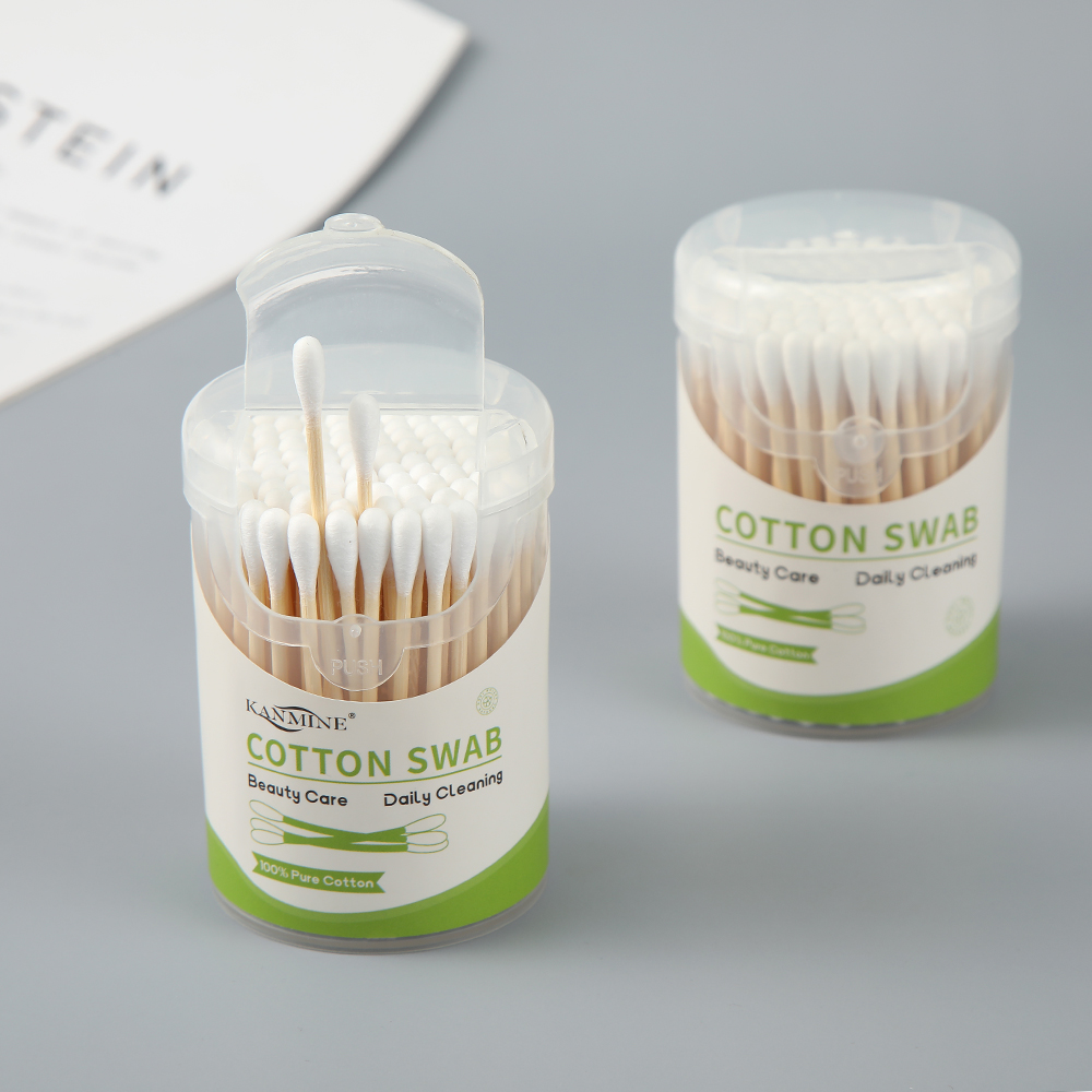 Eco-friendly Multi-Purpose 100pcs Bamboo Cotton Swabs with Cotton Tips for Skincare and Electronics Cleaning