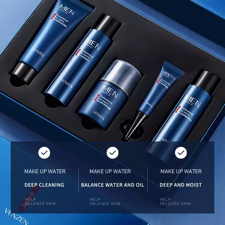 OEM VENZEN Private Label Natural Organic Skin Care Firming Anti Aging Moisturiziing Whitening Skin Care Set for Men Only