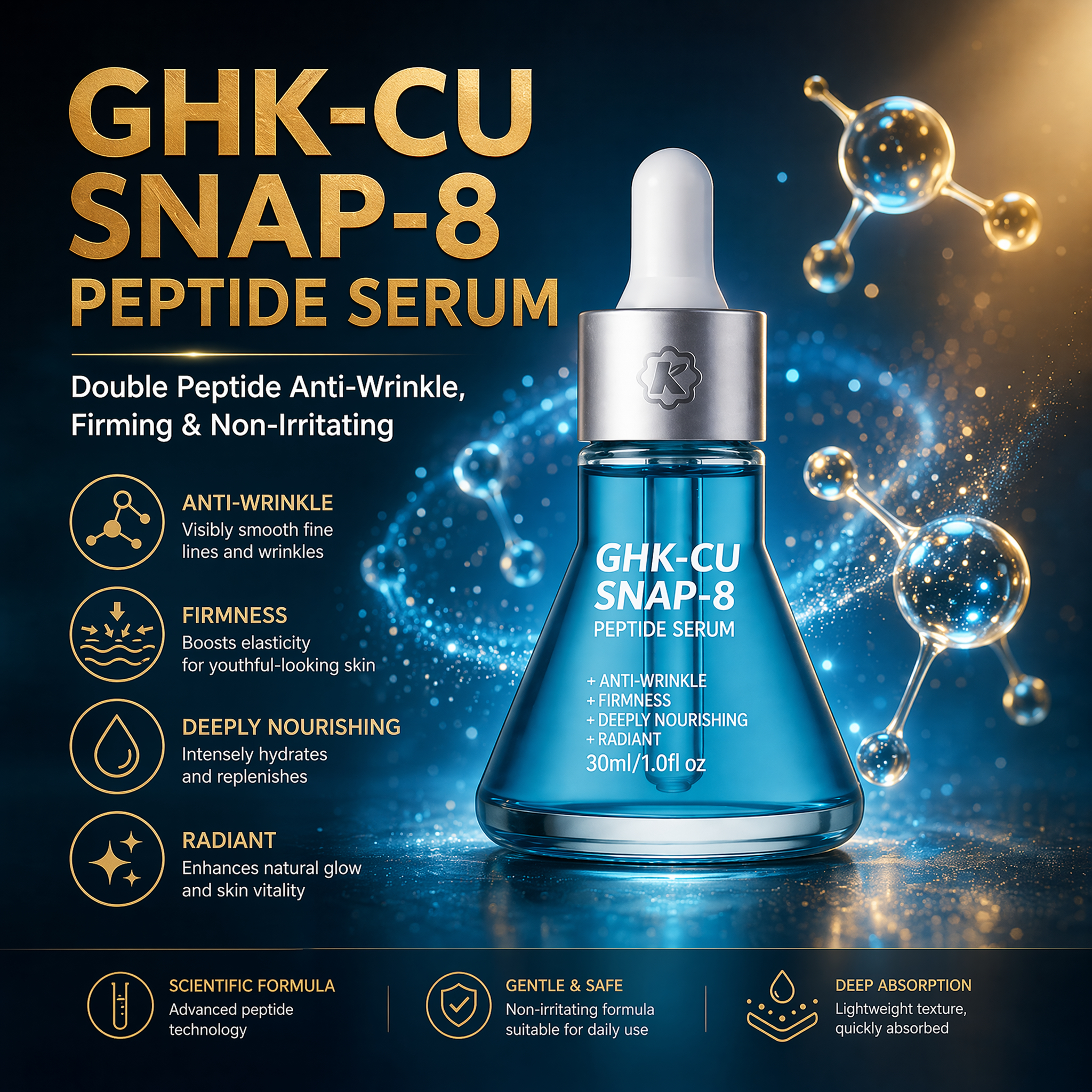 FDA Registered Facility High Purity Blue Copper Peptide Serum Contract Manufacturing GHK-Cu Formula Collagen Booster Solution