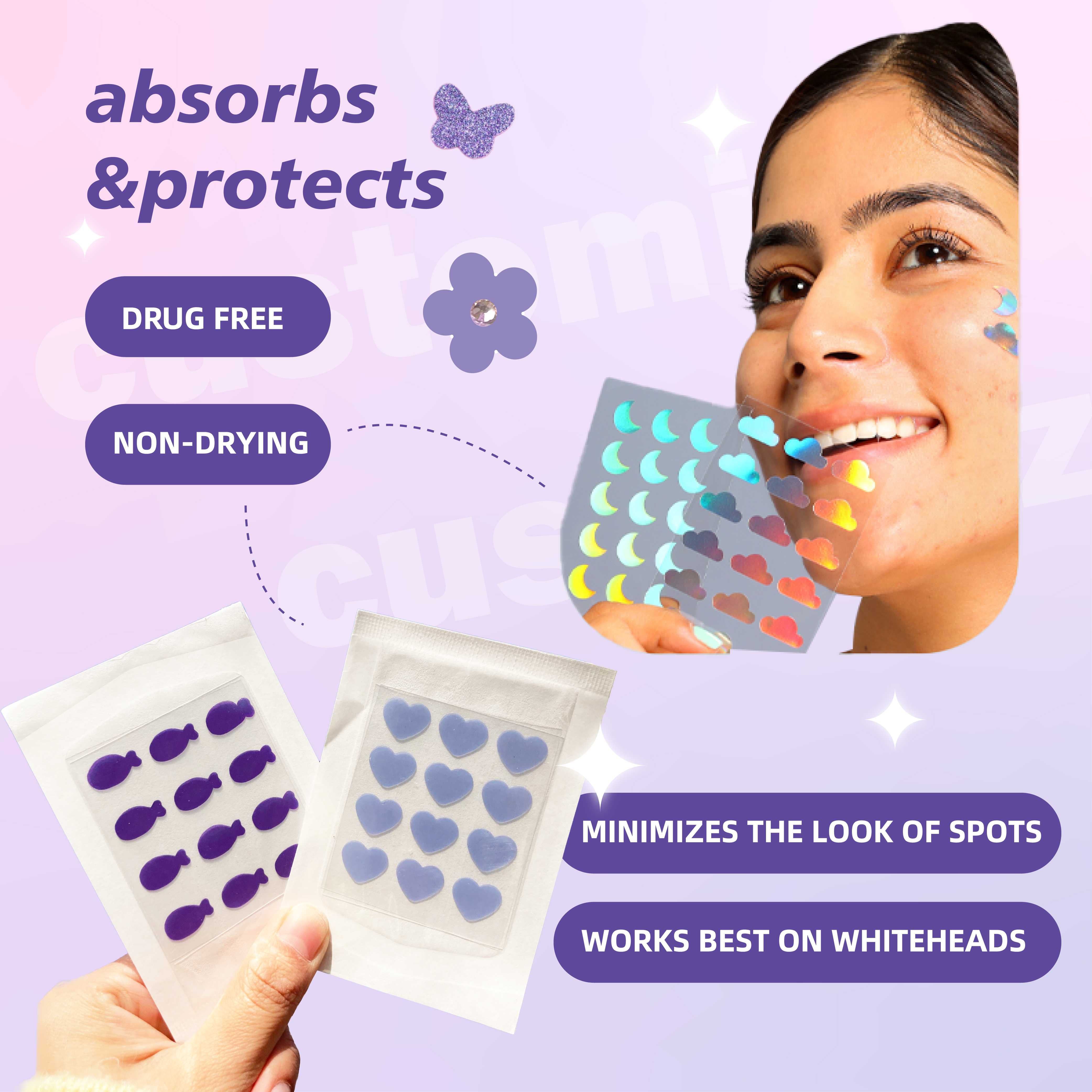 12 Dots 24dots 36 Dots Skin Care Glitter Hydrocolloid Acne Patches Pimple Patch With Green Tree Oil For Face