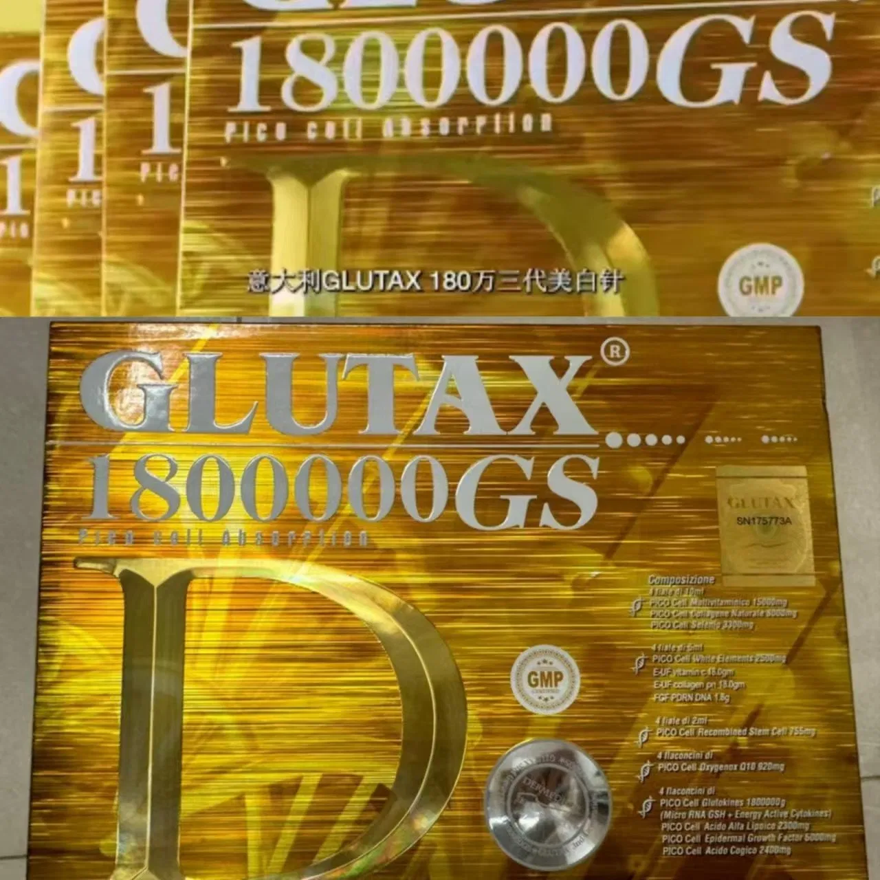 Most Popular Italy Glutax 180 000GS Recombined Glutathione Whitening Anti-Wrinkle Anti-Aging Injection 180W Solution