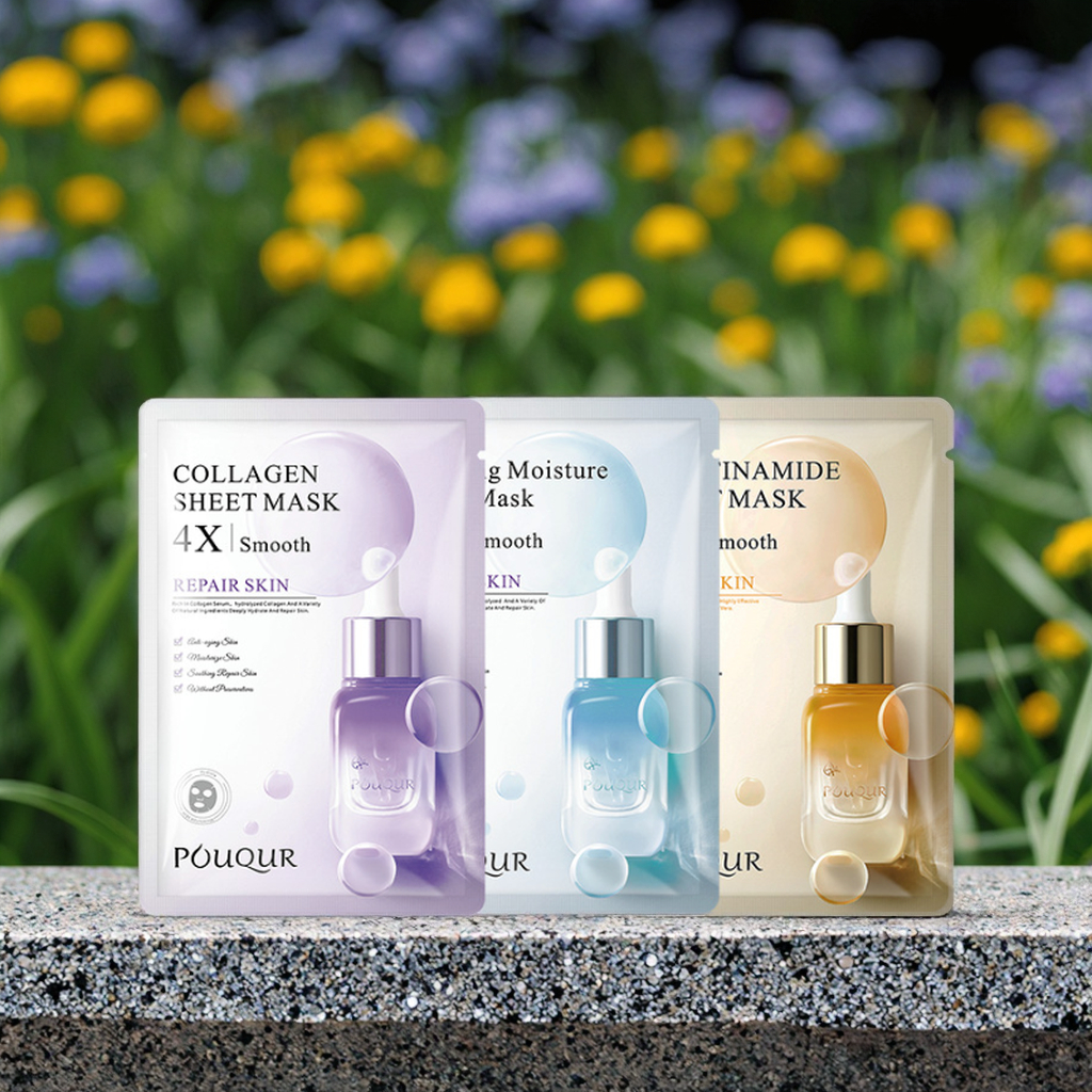 POUQUR Niacinamide Whitening Essence Mask Hydrating Salicylic Acid Collagen Moisturizing Face Moisturizing Facial Mask Sheet