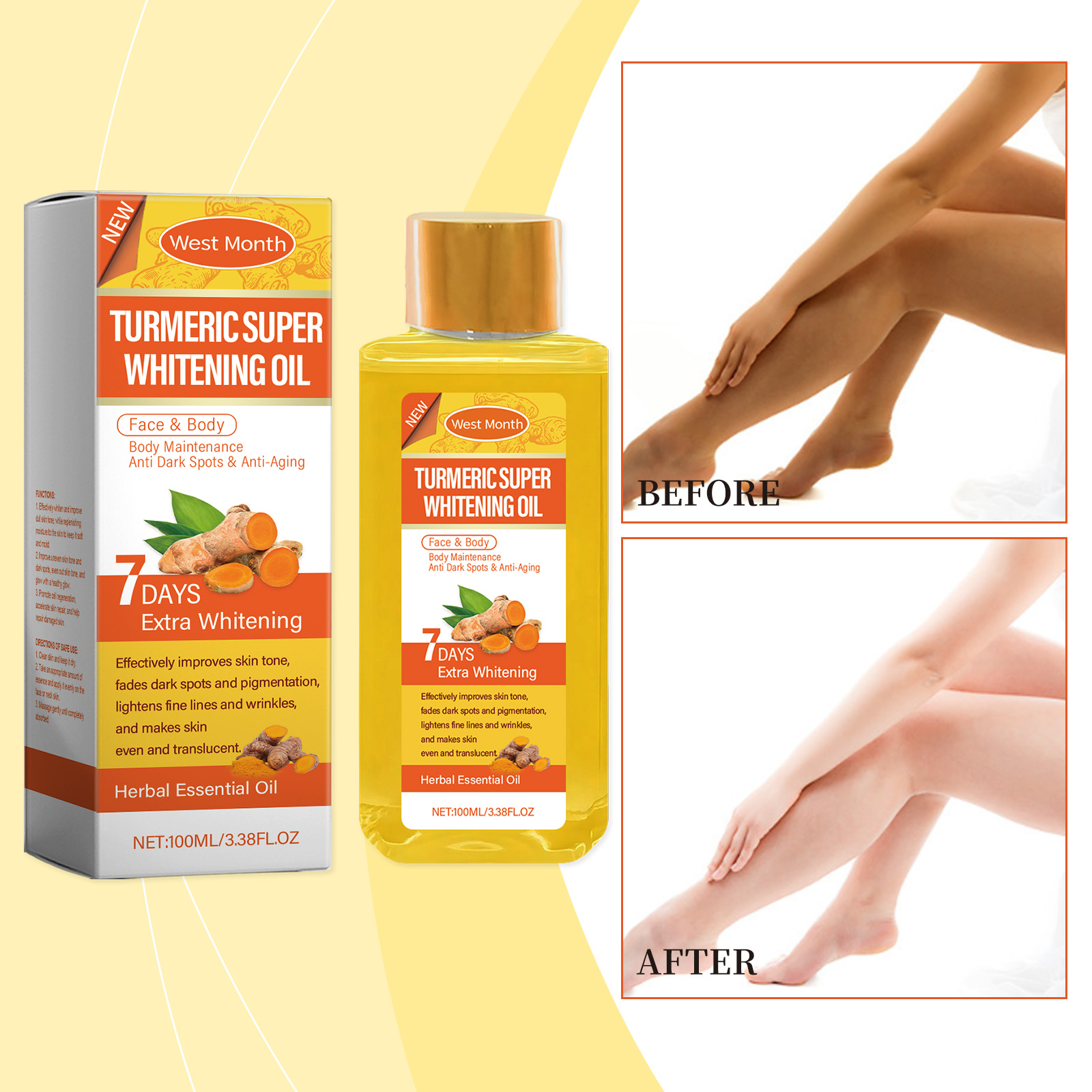 West&amp;Month 100ml Essential Oil Carrot for Skin Care Face &amp; Body Massage Moisturizing Lightening &amp; Whitening