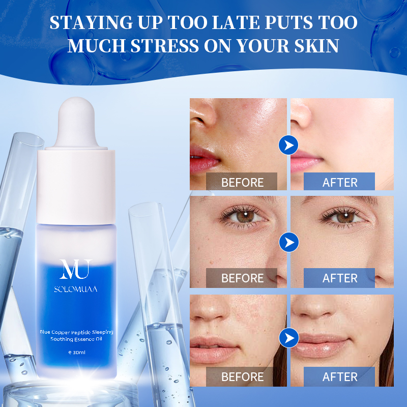 Blue Copper Peptide Sleeping Oil OEM Manufacturer I Private Label Moisturizing Firming Anti-Wrinkle - Custom Design &amp; Formula