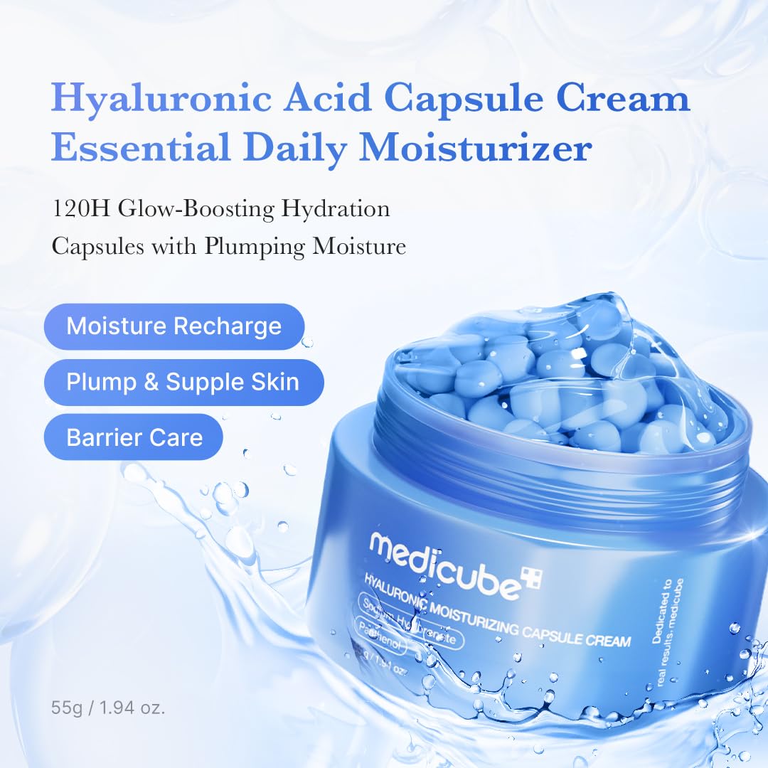 Medicube Capsule Cream with Lasting Hydration Barrier Care Calming Daily Facial Moisturizer for All Skin Types Korean Skincare
