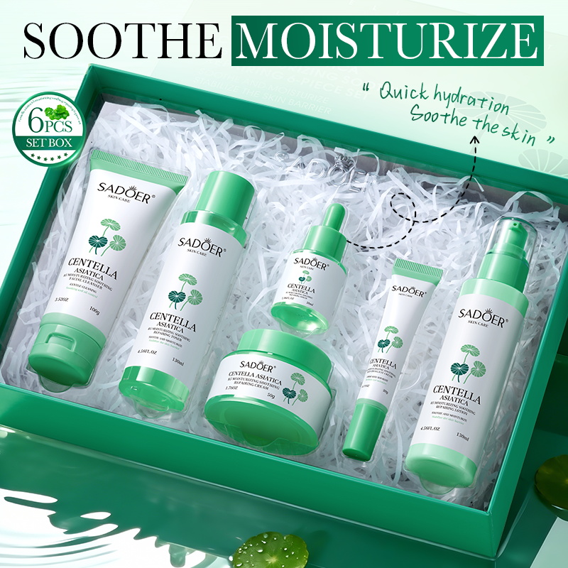 OEM Private Label SADOER Korean Centella Skin Care Set Beauty Products Moisturizing &amp; Soothing Face Care Kit for Sensitive Skin