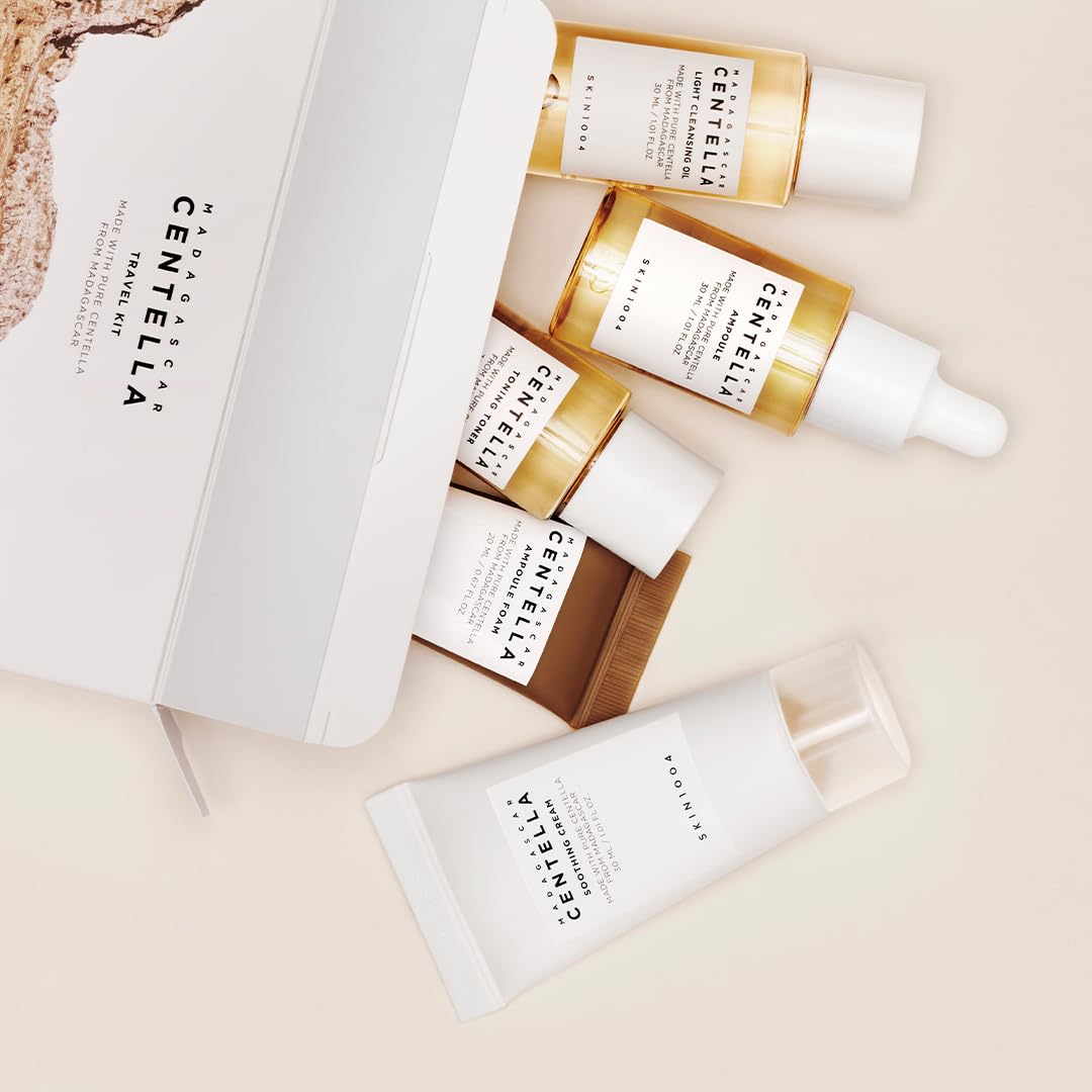 SKIN1004 Madagascar Centella Travel Kit Korean Skin Care Face Toner Ampoule Soothing Cream Cleansing Oil Moisturizing Anti-Aging