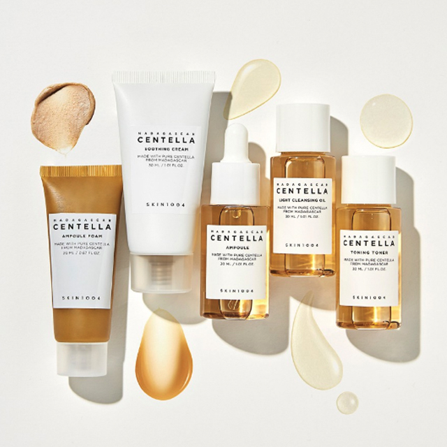 SKIN1004 Madagascar Centella Travel Kit Korean Skin Care Face Toner Ampoule Soothing Cream Cleansing Oil Moisturizing Anti-Aging