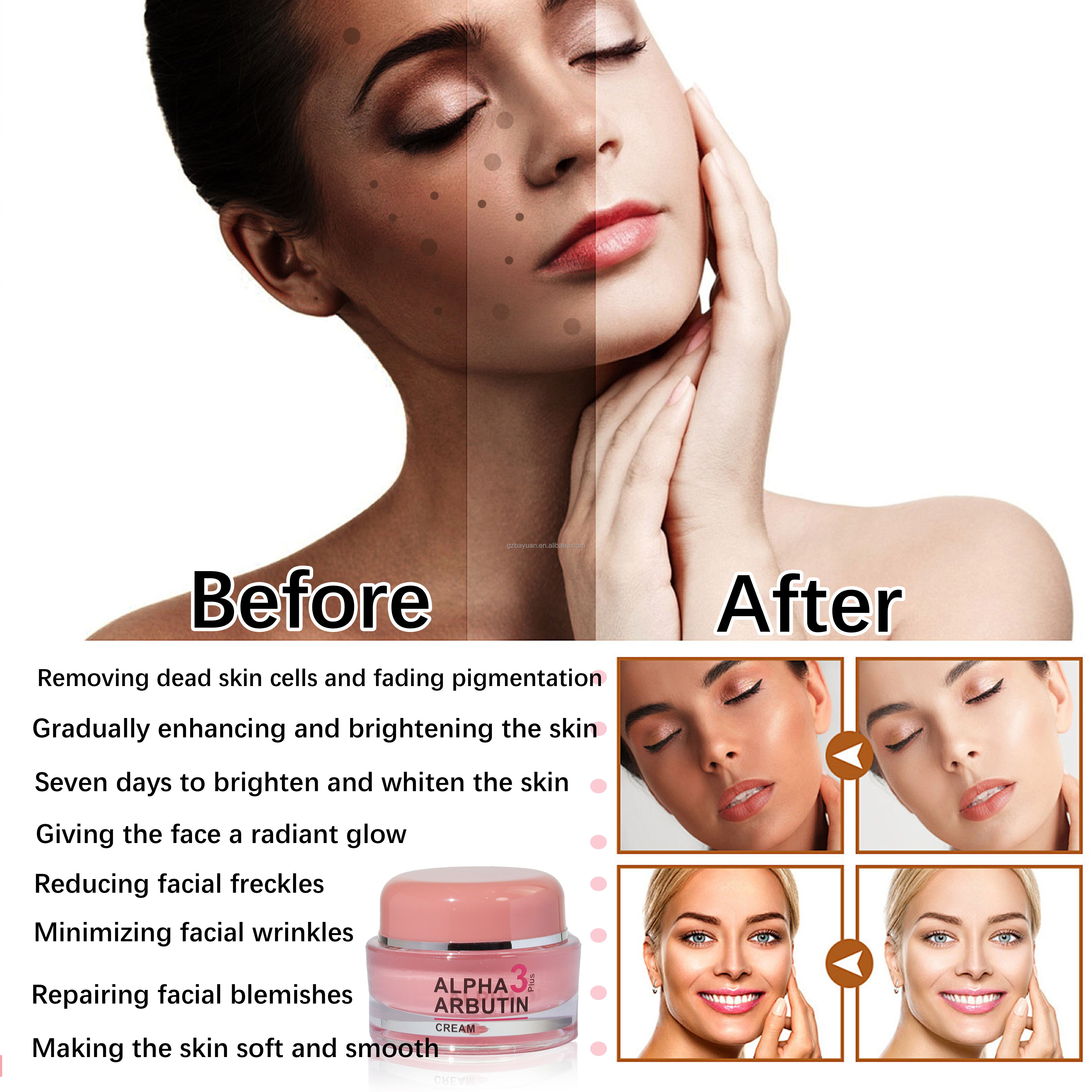 OEM Natural Face Whitening Cream with Alpha Arbutin &amp; Kojic Acid Hyaluronic Acid Moisturizing &amp; Anti-Aging for All Skin Types