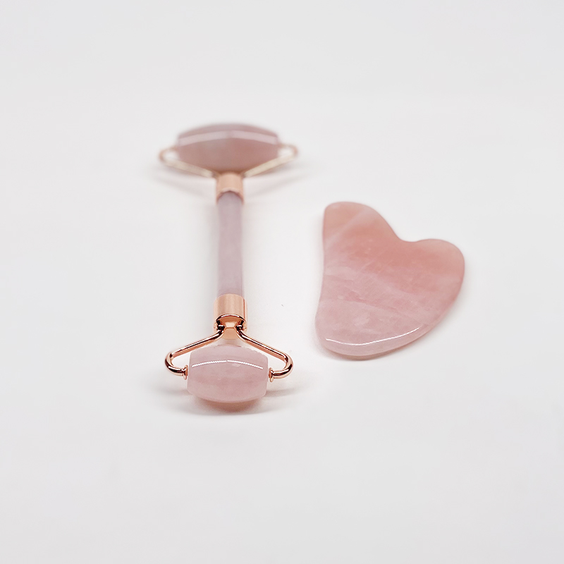Wholesale Skin Care Tools Custom Natural Facial Massage Crystal Roller Rose Quartz Face Jade Roller Gua Sha Set