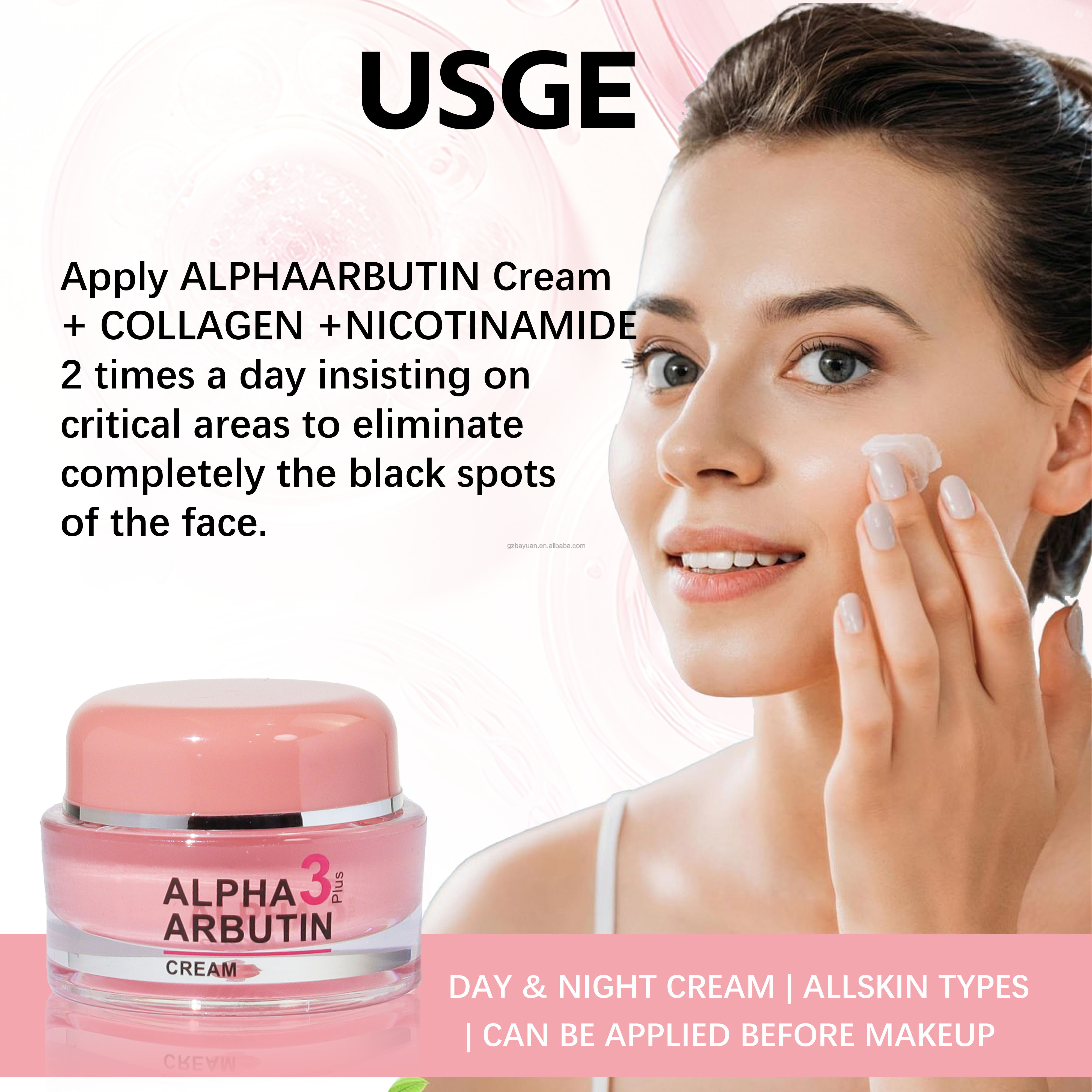OEM Natural Face Whitening Cream with Alpha Arbutin &amp; Kojic Acid Hyaluronic Acid Moisturizing &amp; Anti-Aging for All Skin Types
