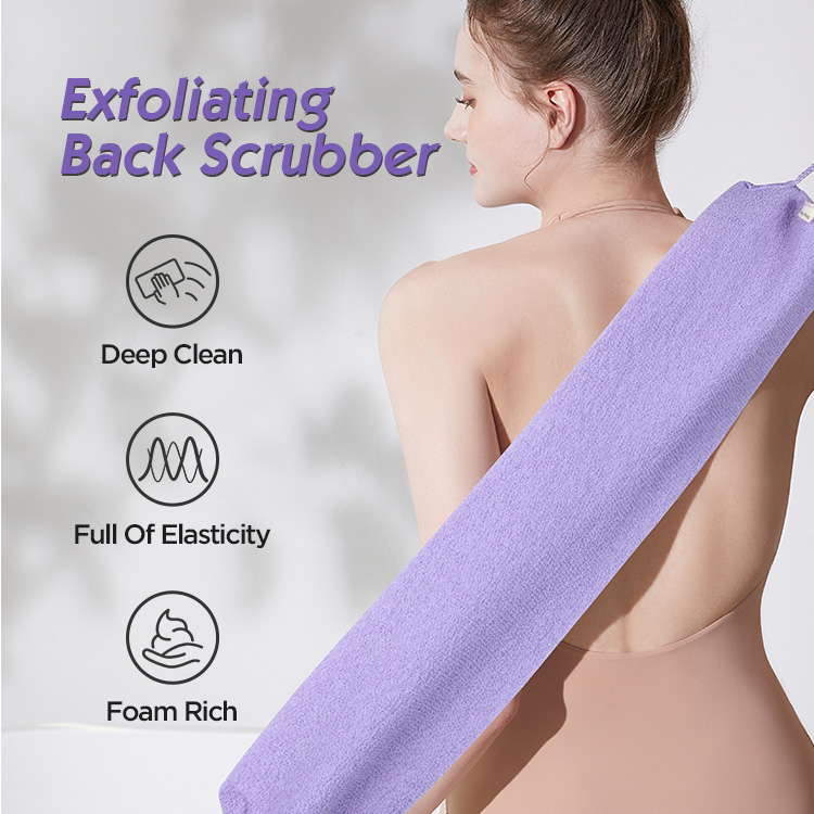 Eco-Friendly Nylon Body Scrubber Extra Long Back Scrubber Washcloth for Shower Deep Pore Cleansing