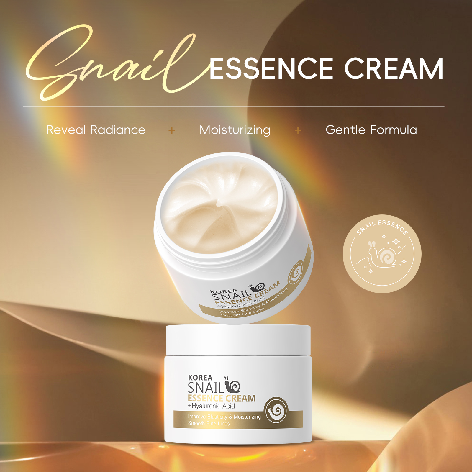 Private Label Korean Cosmetics Anti-aging Anti Wrinkle 25g Snail Mucin Collagen Face Serum Facial Essence Cream Skincare