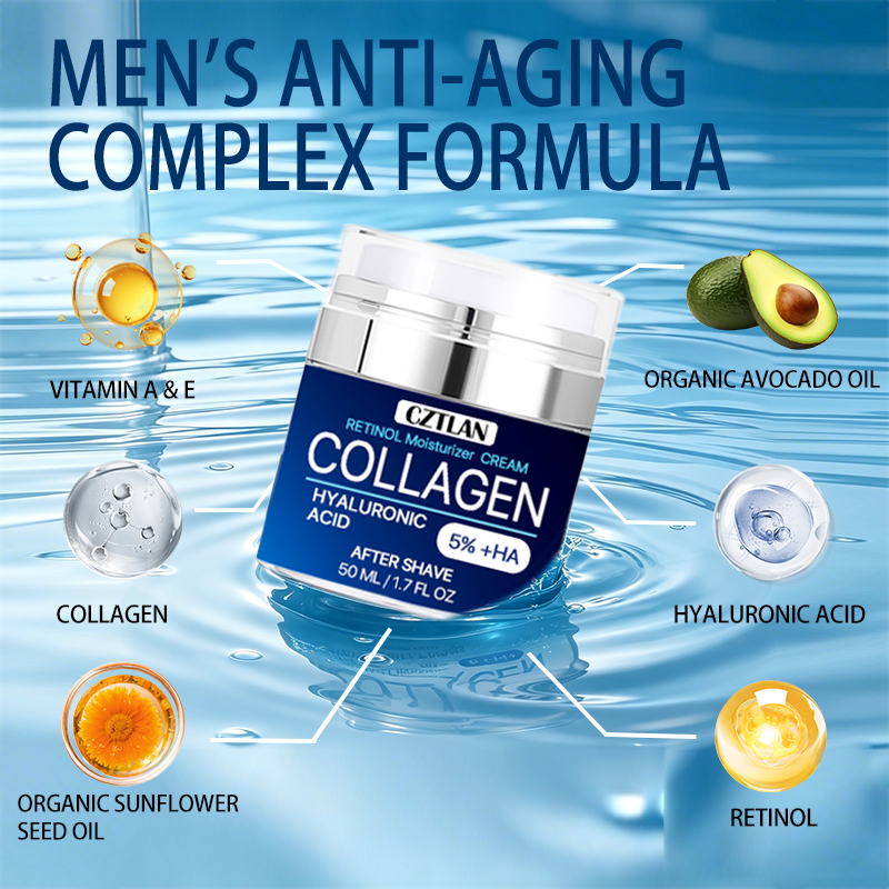 OEM Wholesale Fine Lines Daily Use Men Retinol Collagen Face Care Recovery Deep Hydration Nourishing Rentinol Moisturizer Cream