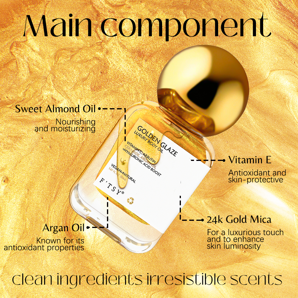 Custom Private Label Luxury Shimmer Glow Oil Skin Body Glitter Oil Moisturizing Brightening Body Oil