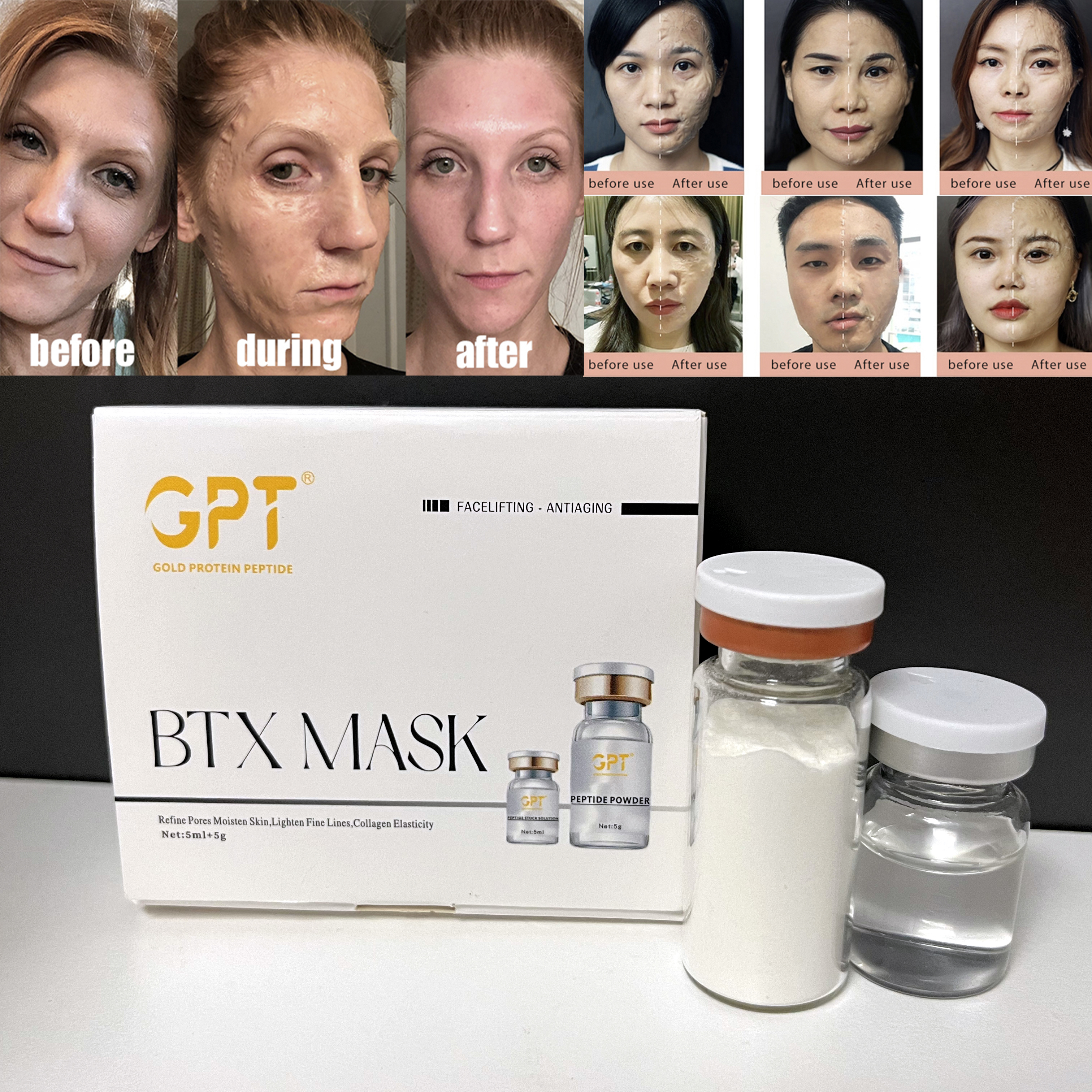 OEM d Professional Spa Beauty Reducing Wrinkles Neck Stretch Marks Peptide Contour Powder Mask Youthful Contour Mask