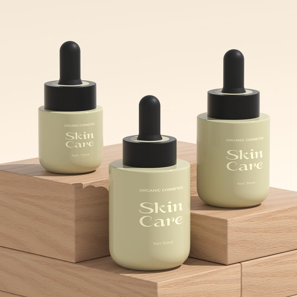 Eco Friendly Dark Green Glass Serum Dropper Bottle Empty Cosmetic Container for Organic Face Essence Oil Skincare Packaging
