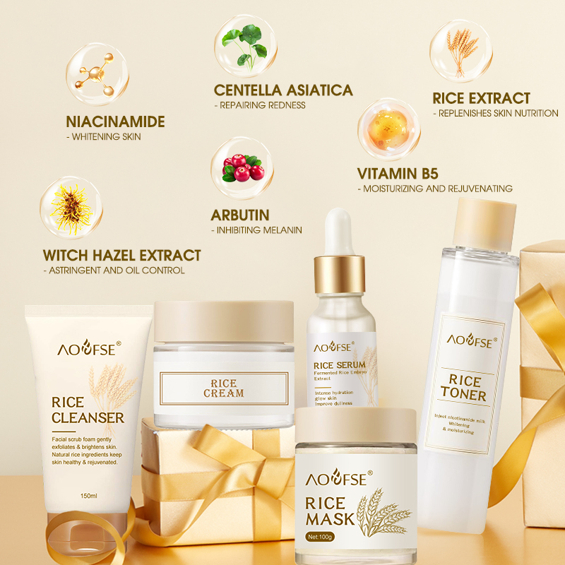 Natural Beauty Products Rice Water Milk Vegan Skin Care Kit Hydrating Moisturizing Rice Skin Care Set