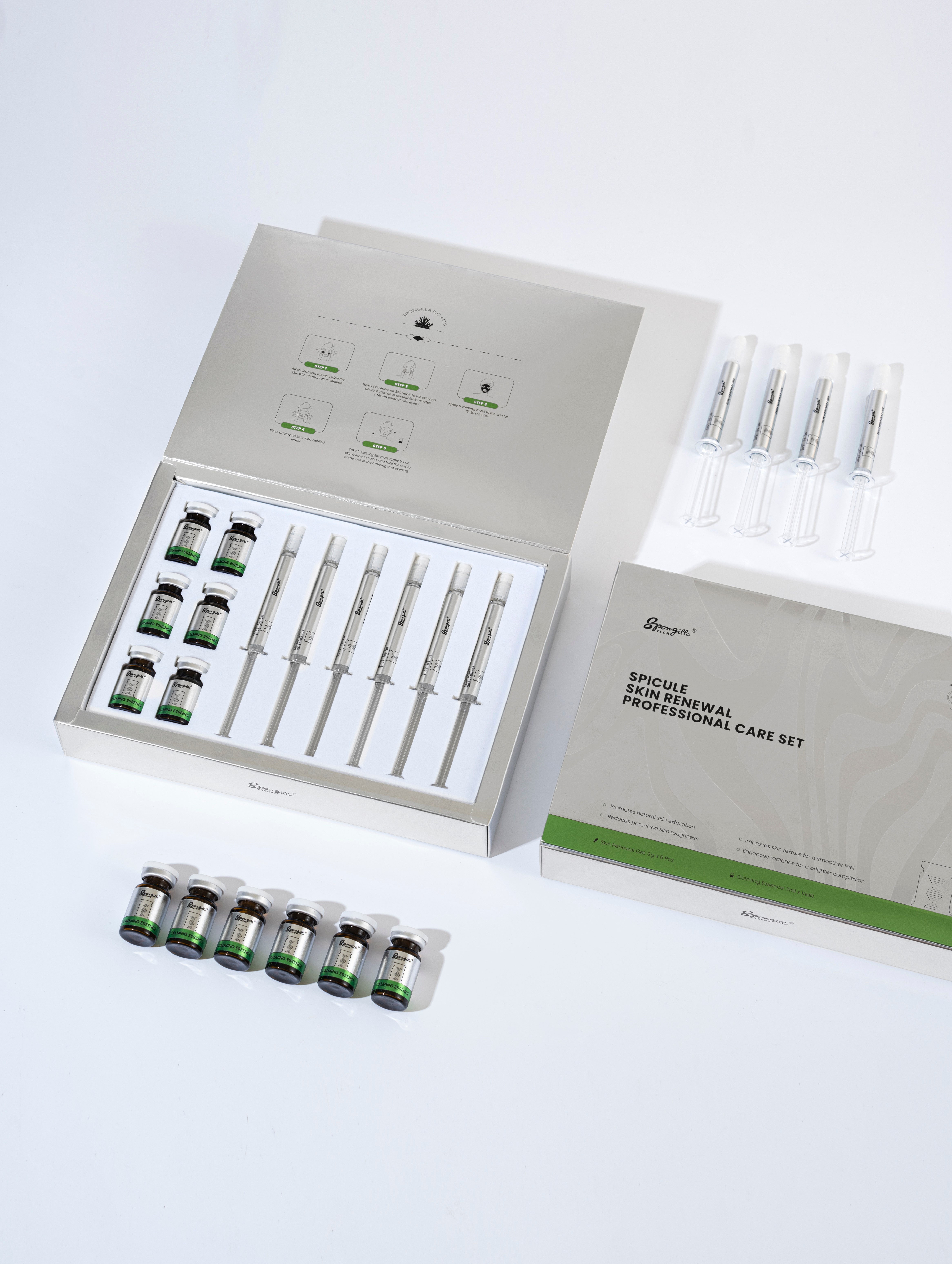 COSMO Spicule Skin Renewal Professional Care Set Calming Essence Formulated With Hyaluronic Acid, Ectoin and Copper Peptides