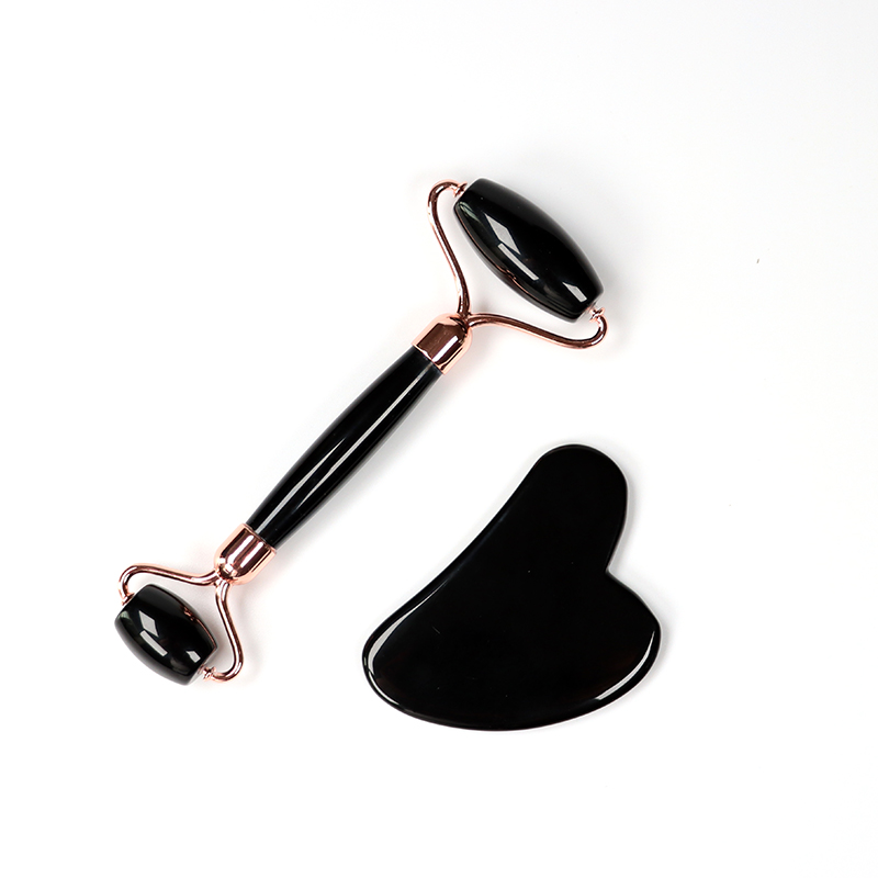 Private Label Genuine Natural Nephrite Facial Green Jade Face Roller And Gua Sha Massager Set