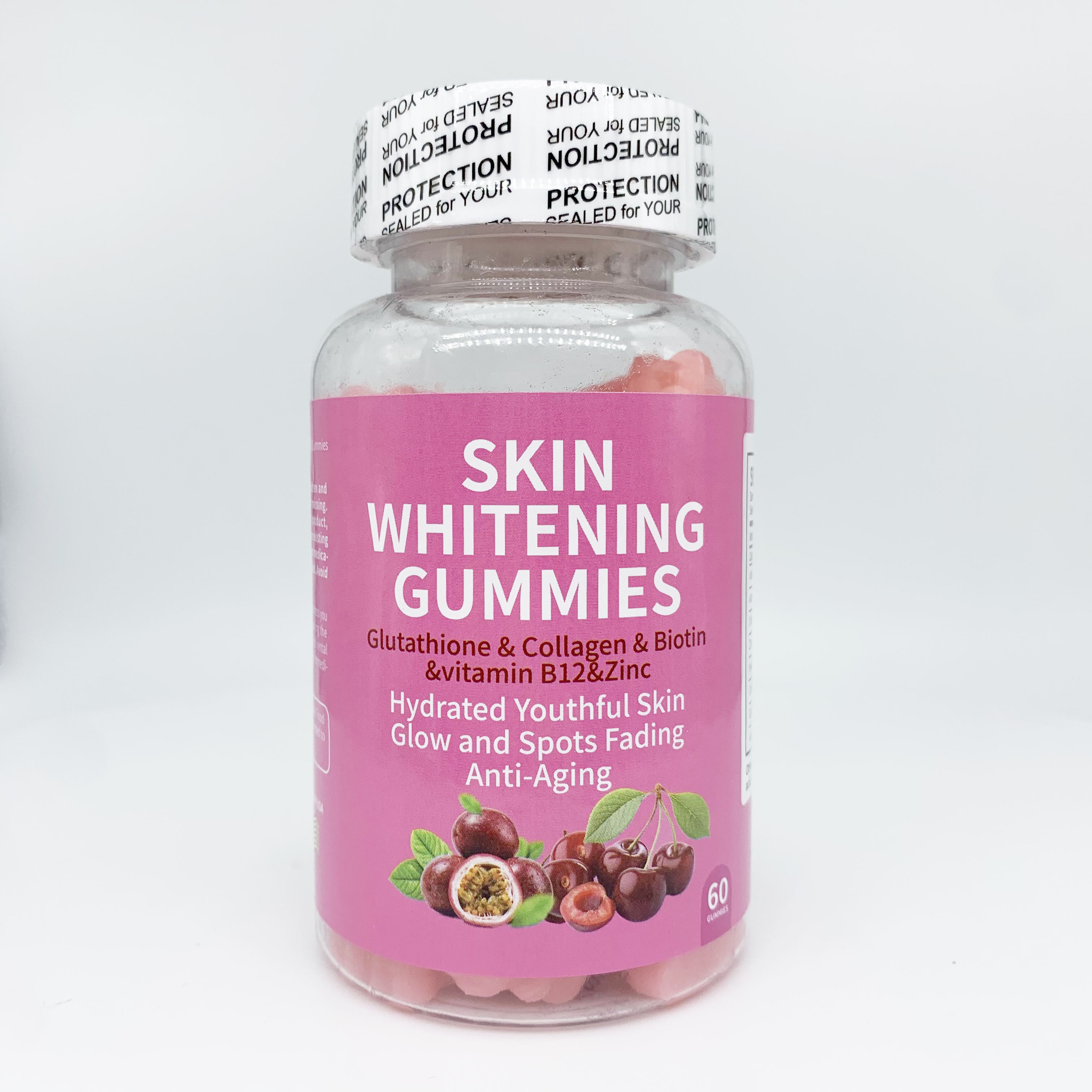OEM/ODM Adult Healthy Skin Whitening L-glutathine Vitamin B12 Zinc Gummies Collagen Light Skin Tone Food Supplement 24-Month