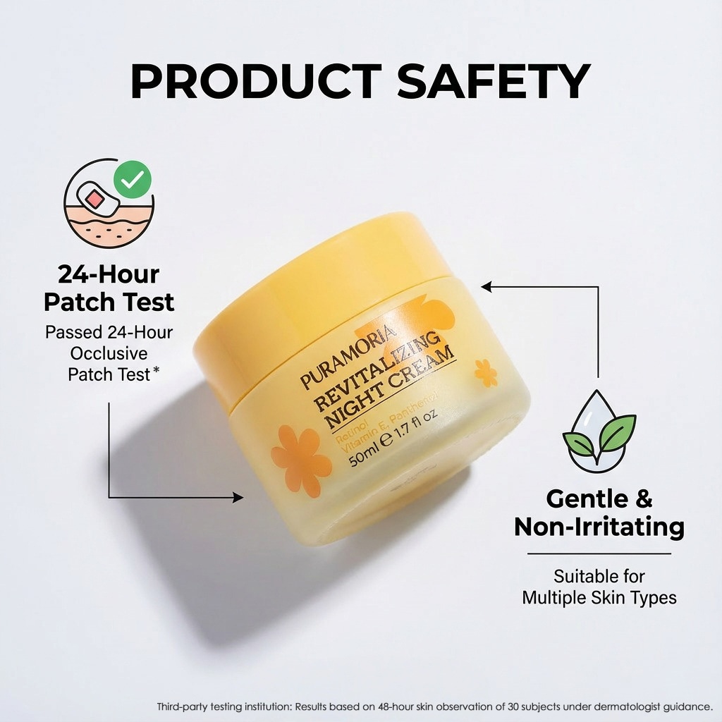 Wholesale Skincare PURAMORIA Anti-Aging Retinol Cream Face Night Cream for Reduce Fine Lines 50ml