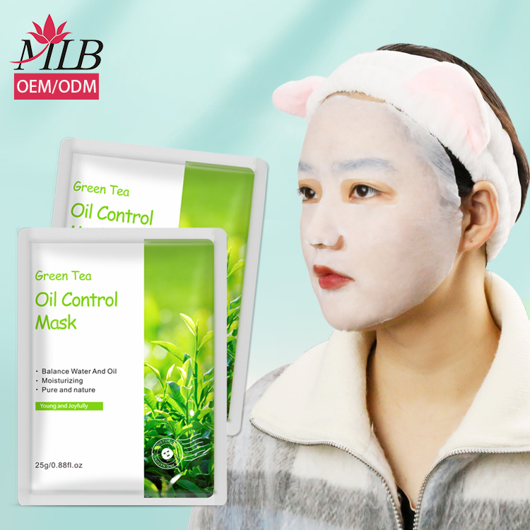 Wholesale No Woven Beauty Mask Silk Face Care Oil Control Purifying Vegan Facemask Green Tea Sheet Facial Masks Manufacturer