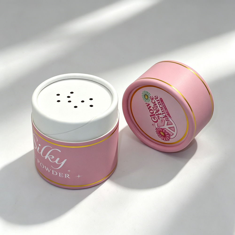 Custom Logo Eco Friendly Empty Skincare Loose Powder Cardboard Tube Packaging Cosmetic Kraft Paper Tube With Sifter Shaker Top